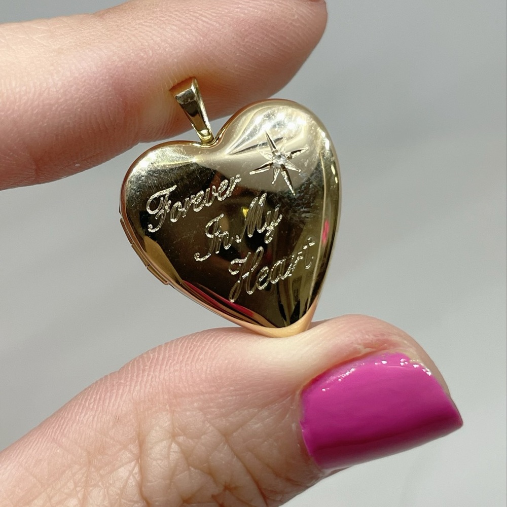 14k Yellow gold Heart Locket with forever in my heart